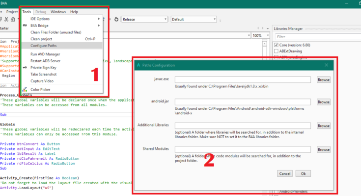 configure b4a paths