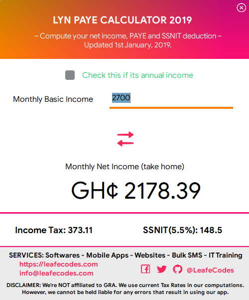 PAYE Calculator