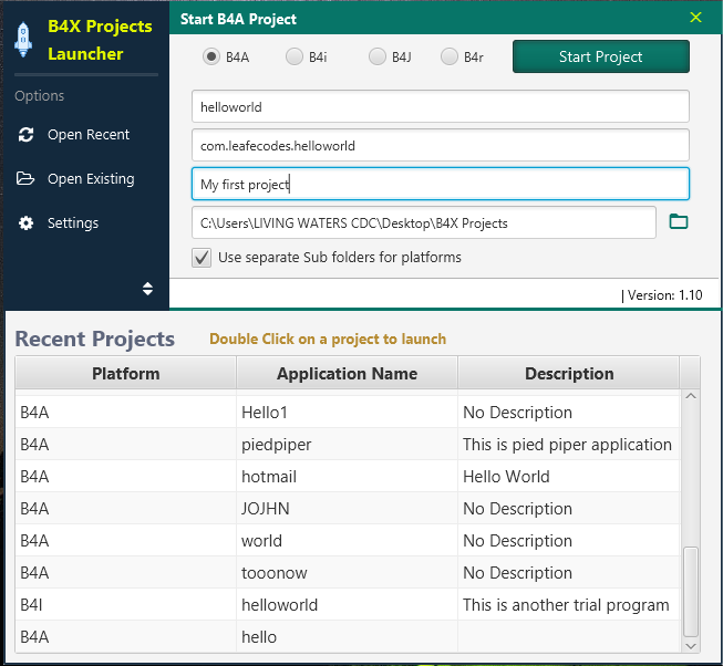 B4X Projects Launcher for starting all projects 1