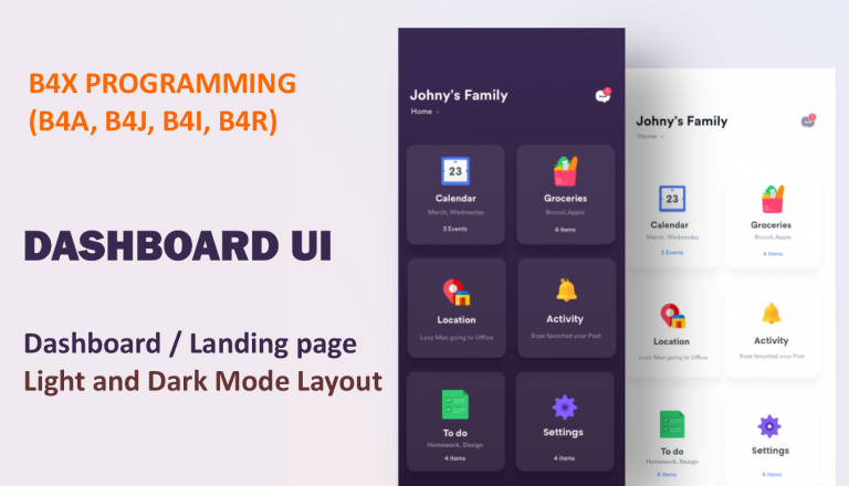 B4X Programming - Dashboard UI Light And Dark Themes With B4A - Leafecodes